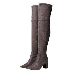 CALVIN KLEIN "Fandy" Over the knee Grey Suede Boots, Size 9